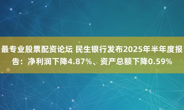 最专业股票配资论坛 民生银行发布2025年半年度报告：净利润下降4.87%、资产总额下降0.59%